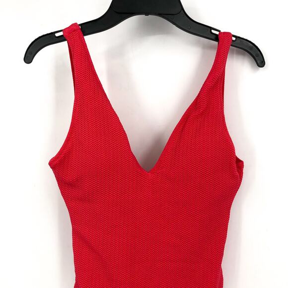 SEAFOLLY Sea Dive Deep V Neck One Piece Swimsuit Size 10 Chilli Red Stretch NWT - Picture 5 of 9
